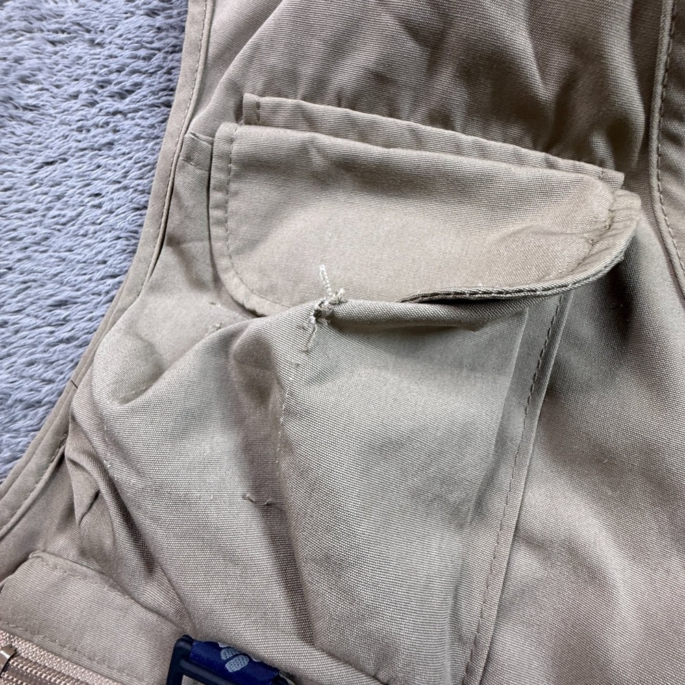Vintage 90s Columbia PFG Fishing Vest Men's L Beige Heavy Canvas Outdoor - Picture 5 of 7